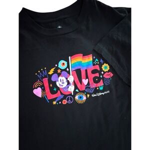 Disney Mickey Mouse Pride T-Shirt Mens Large Black Love Rainbow Graphic Tee‎